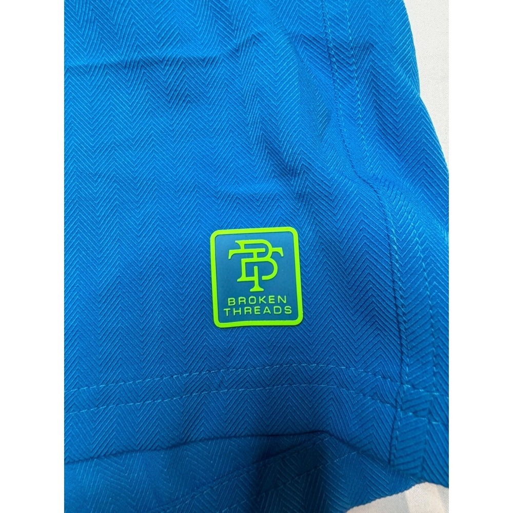 Broken Threads Blue Swim Trunks Men's XL Lined Beach Shorts Neon Pockets - Picture 3 of 10